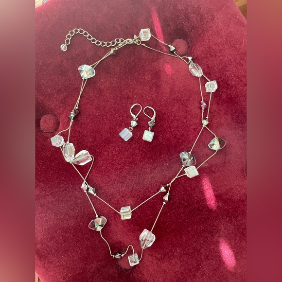 Vintage Long Necklace w/ Earrings! Sparkle Baby!! VGVC! - Picture 3 of 8